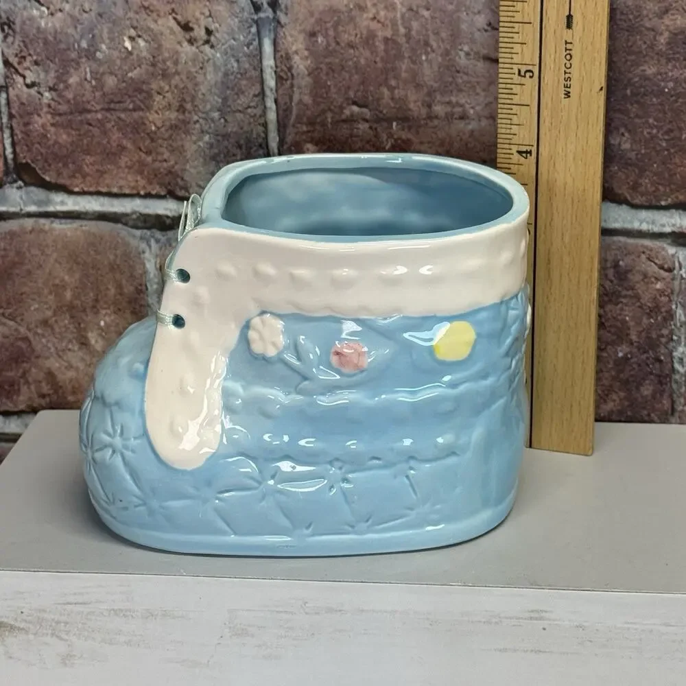 Vintage 1960s‎ Nancy Pew Giftwares Boy Baby Bootie Shoe Ceramic Planter w Laces